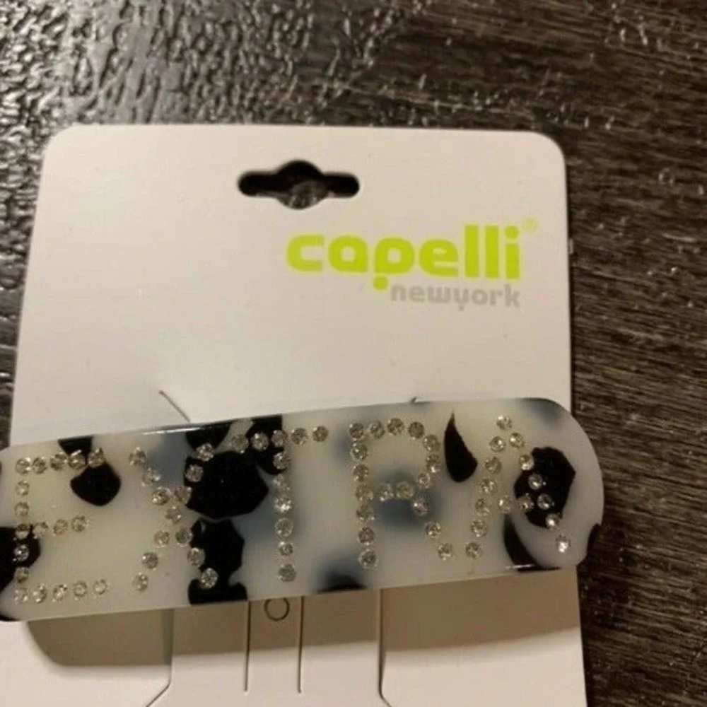 Capelli New York Hair Barrettes NWT Set of Two Babe Extra Leopard Rhinestone Y2K